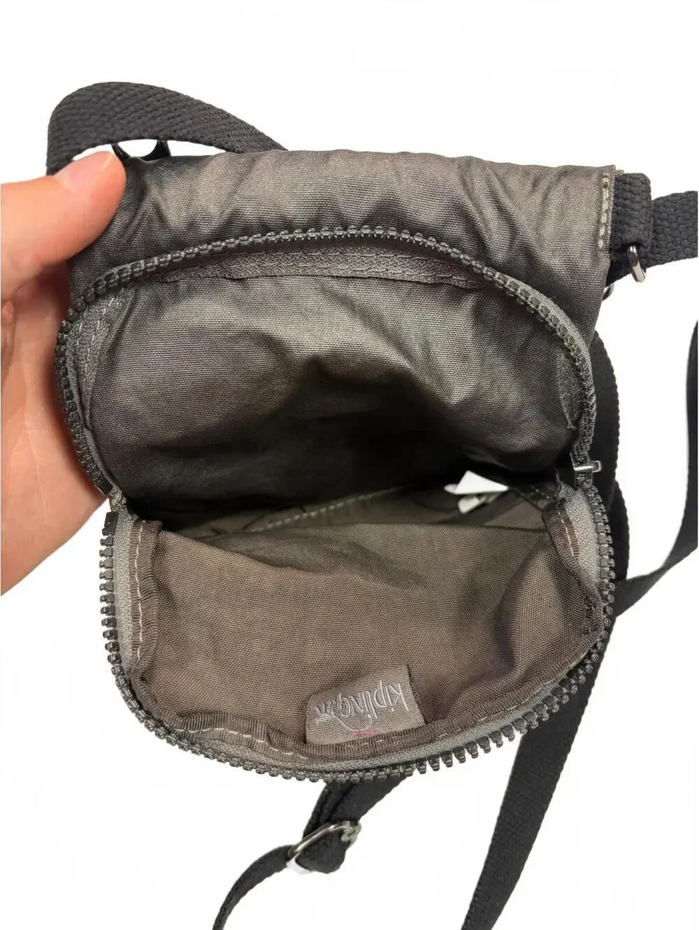 Gorpcore Kipling Eldorado Mini Crossbody Bag Black Gray Nylon Travel Organizer